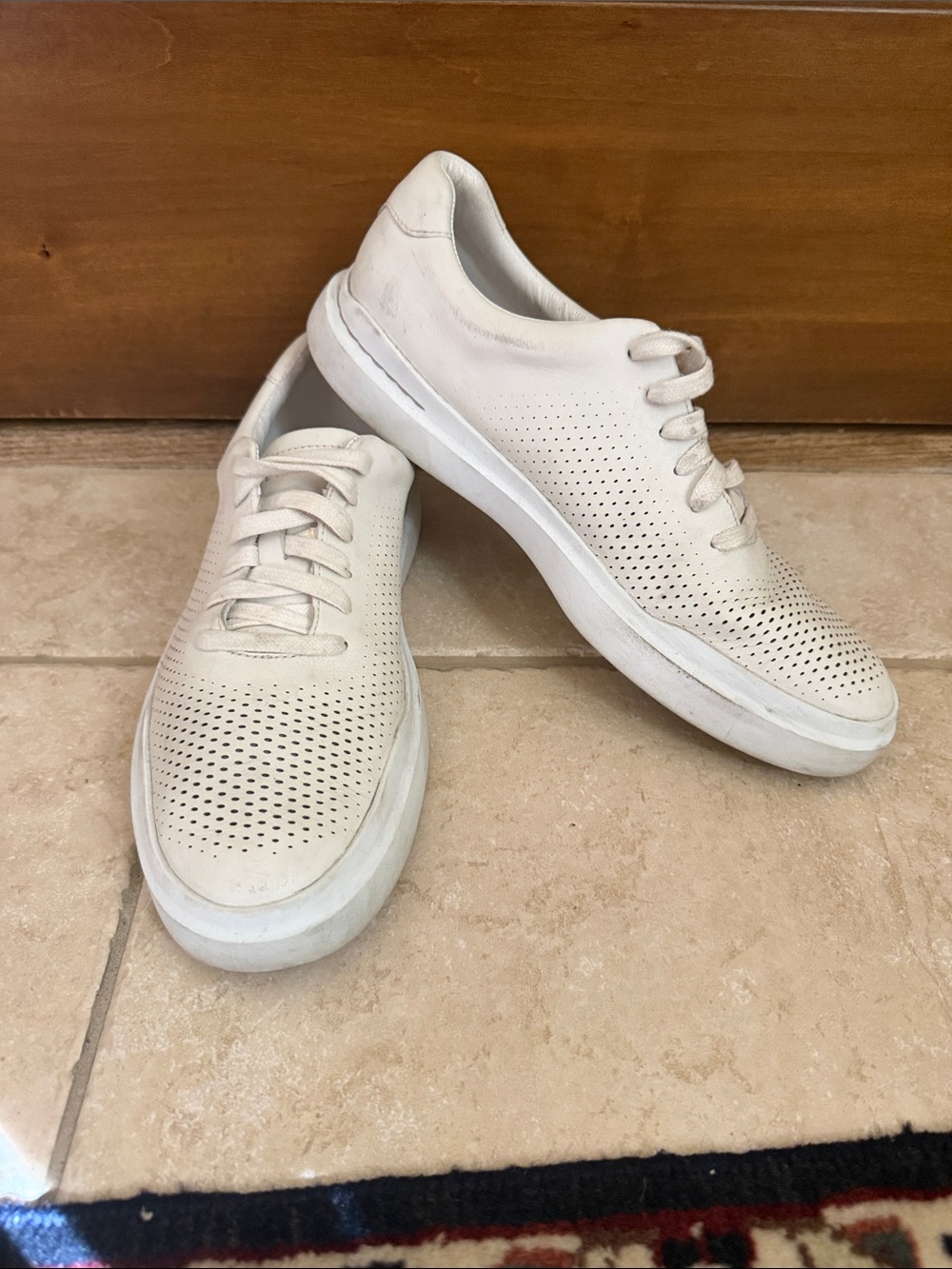 Cole Haan Men’s GrandPro Rally Lazer Cut Men’s White Perforated Lace-Up Sneakers